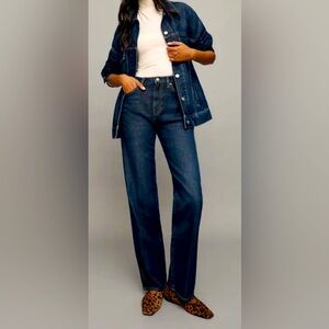 Reformation Dark Blue Straight Leg Jeans